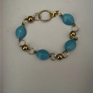 Blue and gold beaded bracelet